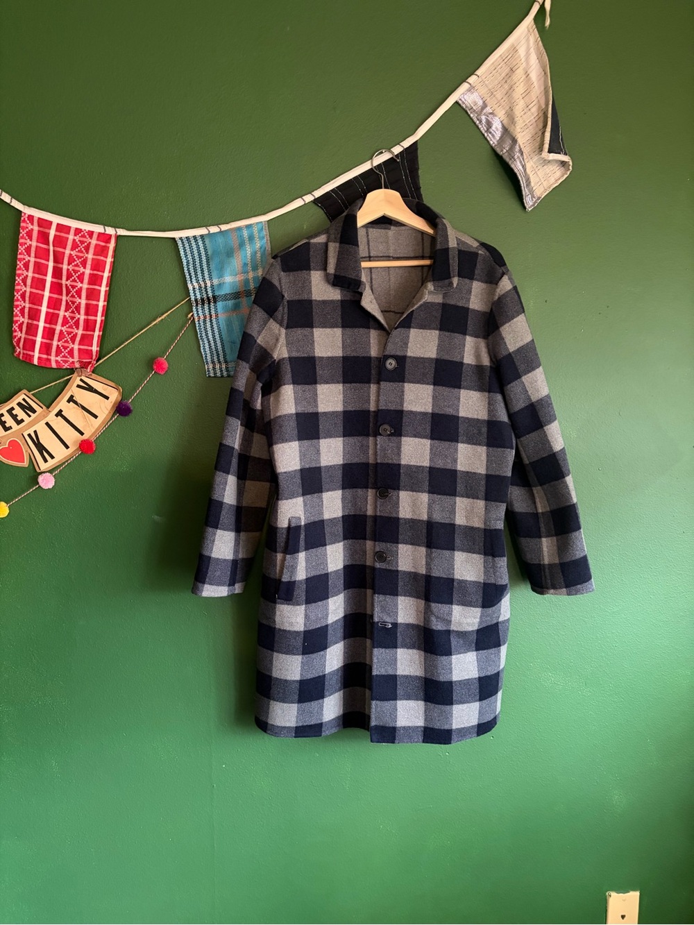 🔮J. McLaughlin Cashmere Blend Reversible Checkered Coat size XL
